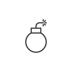 Round bomb with a lit fuse line icon