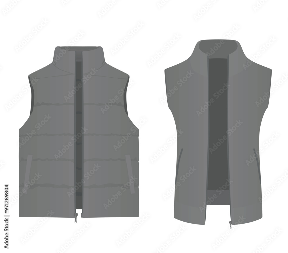 Poster Grey vest set. vector illustration