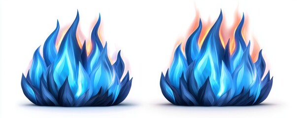 Vibrant blue flames with intricate details, ideal for background, design, or artistic projects featuring fire elements.