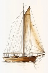 Obraz premium Illustration of Elegant Vintage Sailing Ship Gliding
