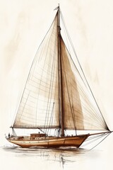Obraz premium Illustration of Elegant Vintage Sailing Ship Gliding