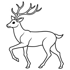 Obraz premium Hand draw Deer vector, line art, silhouette ,black and white