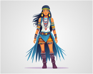 Naklejka premium Stylized Female Character Illustration in Modern Art Style