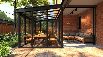 With a paved patio, you can create a contemporary sunroom or conservatory in your garden