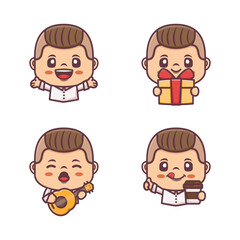 cute cartoon character with different poses and expressions