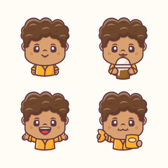 cute cartoon character with different poses and expressions