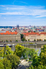 Fototapeta premium panoramic cityscape of Prague from Letna Hill park
