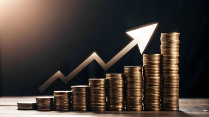 Isolated Dynamic Vector Illustration of a Profit Chart with Upward Growth Arrow - Modern Financial Growth Concept for Business Themes
