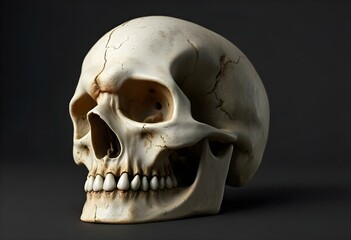 Human skull with dark background