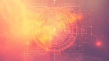 Fototapeta premium Symmetrical tech symbols on a soft gradient background