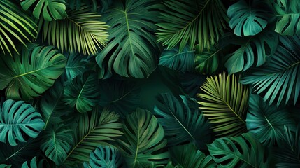 Fern leaves on a dark background in the jungle. Dense dark green fern leaves in the garden. Nature abstract background. Fern at tropical forest. Exotic plant. Beautiful dark green fern leaf texture.