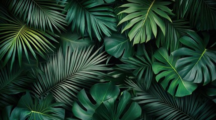 Fern leaves on a dark background in the jungle. Dense dark green fern leaves in the garden. Nature abstract background. Fern at tropical forest. Exotic plant. Beautiful dark green fern leaf texture.