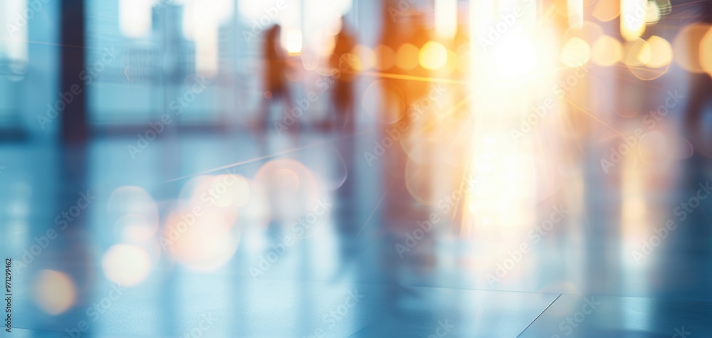 Aufkleber a blurred cityscape scene featuring soft light reflections, creating an abstract atmosphere of urban