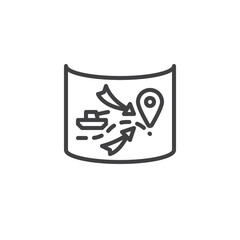 Map with military attack line icon