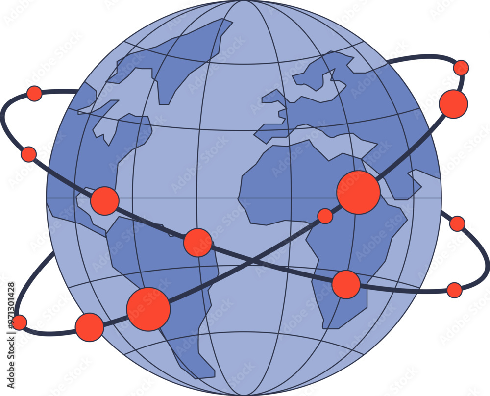 Poster a stylized globe with network lines and nodes, symbolizing global connectivity and standardization.