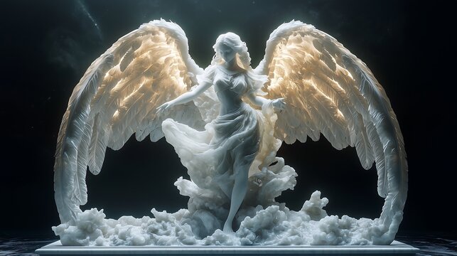 White background, stone statues of goddesses, angels, Athena, beautiful women, Generative AI.白い背景、女神の石像、天使の石像、アテナの石像、美女の石像、Generative AI。