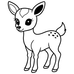 Obraz premium Hand draw Deer vector, line art, silhouette ,black and white
