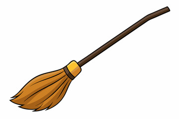 Hand-drawn broom on white background