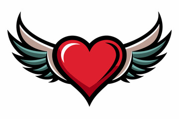 Heart emotions in love logo with wings for gift bag symbol dream