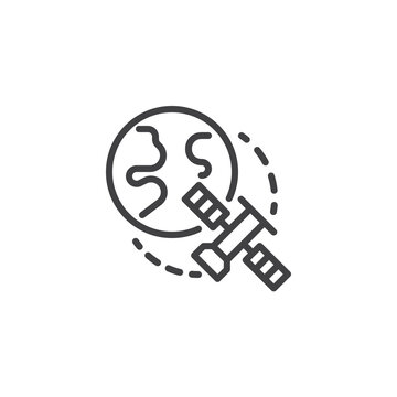 satellite orbiting earth simple line art clip art preview
