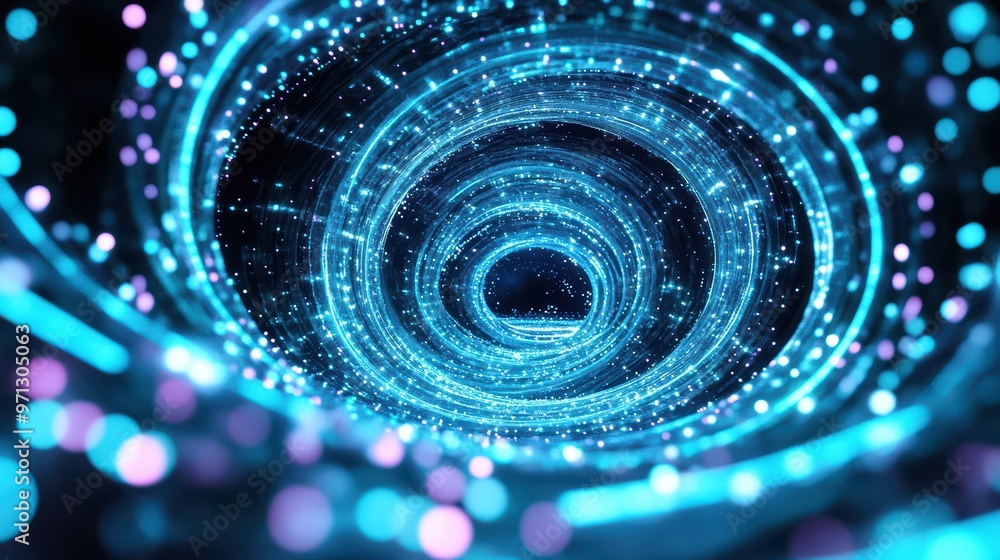 Aufkleber a mesmerizing digital tunnel of blue and purple lights, creating a futuristic and dynamic visual exp