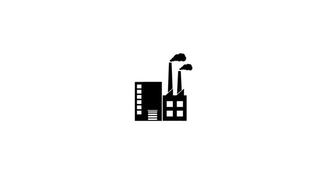 factory icon animation 4k video. 