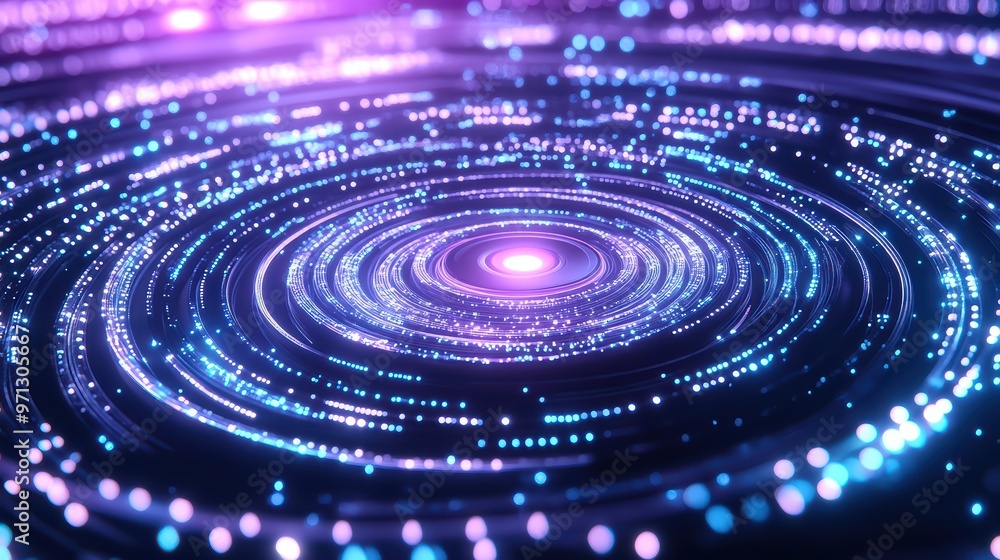 Poster a mesmerizing swirl of vibrant colors and lights, creating a captivating cosmic effect full of energ