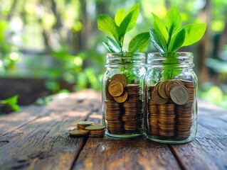 Coins and Plants in Jars