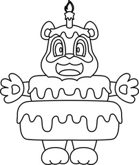 Panda Birthday Candle Cake Animal Vector Graphic Art Illustration