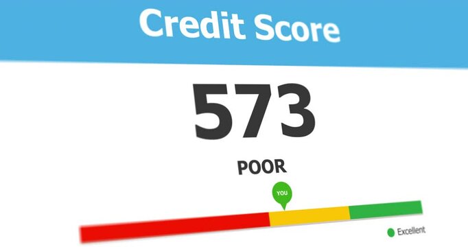 Low credit score level animation, poor financial solvency bar graph counter, bad debtor, footage