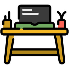 computer desk filled line icon