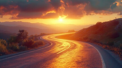 Naklejka premium Sunset Road Trip