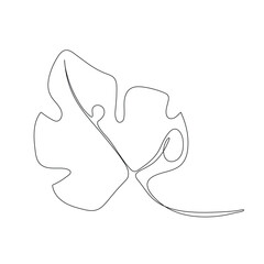 Minimalist line art of a single Monstera leaf, showcasing its iconic split shape. Perfect for tropical-themed designs and minimalist aesthetics