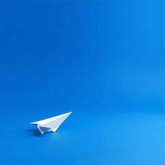 Creative Paper Airplane on Smooth Blue Background
