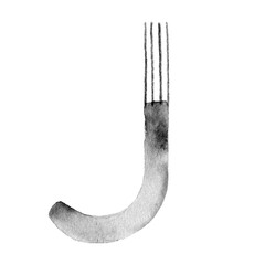 Black and white watercolor letter 