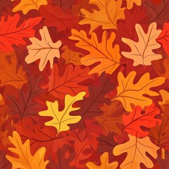 Obraz premium Autumnal Maple Leaf Seamless Pattern with Vibrant Orange and Yellow Foliage