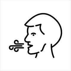 Breathing icon, Breath difficulties sign, Respiration problems symbol. 