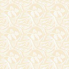 Modern white on cream lace effect wedding background texture. Soft tonal linen openwork block print with subtle hand drawn lattice damask printed fabric backdrop. 