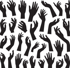 hands illustration,Silhouettes of hands in various positions vector
