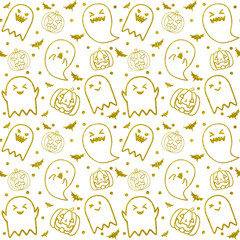 Fototapeta premium Golden Halloween seamless pattern 