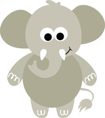 Adorable elephant standing isolated on white