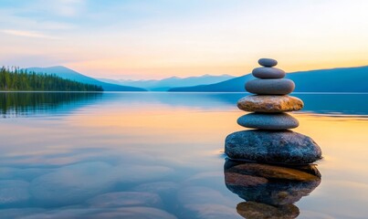 A calm lake at sunset, symbolizing the balance of life and mindfulness