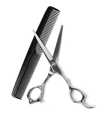 hairbrush and barber scissors