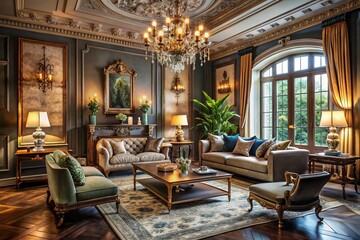 living room with fireplace