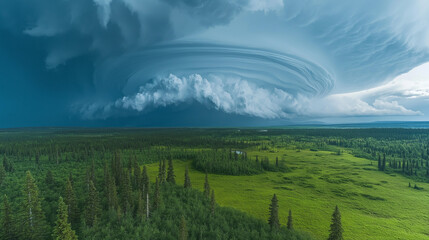 Obraz premium Storm clouds gathering over a large forest tree