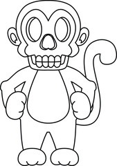 Monkey Halloween Skull Animal Vector Graphic Art Illustration