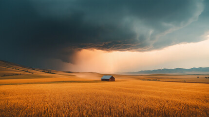 Fototapeta premium Thunderstorm Brewing Over A farm wind blowing