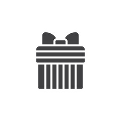 A gift box with vertical stripes vector icon