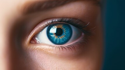 Fototapeta premium Serene Blue Human Eye Close-Up, close-up, natural, highlights, iris