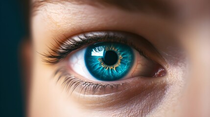 Fototapeta premium Serene Blue Human Eye Close-Up, close-up, natural, highlights, iris